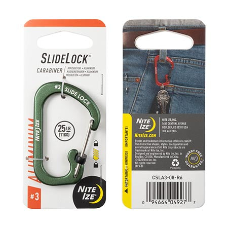 SlideLock® 360° Magnetic Locking Dual Carabiner - Olive